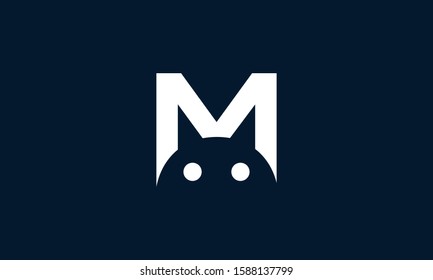 Minimalist Line Art M Cat Logo. This Logo Icon Incorporate With M And Cat In The Creative Way. You Can Find Cat In The Negative Space.