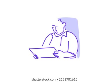 minimalist line art of a man using a smartphone, symbolizing modern technology, connectivity, and daily digital habits.