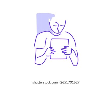 minimalist line art of a man using a smartphone, symbolizing modern technology, connectivity, and daily digital habits. - Powered by Shutterstock - Get 15% off with code: PIKWIZARD15