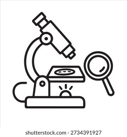 Minimalist Line Art Microscope and Magnifying Glass – Scientific Research Illustration