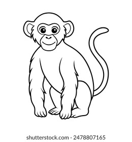 Minimalist Line Art of a Monkey