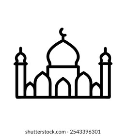 Minimalist Line Art of Mosque with Domes and Minarets