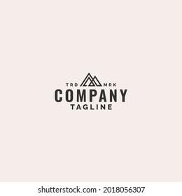 minimalist line art mountain triangle shape logo design.