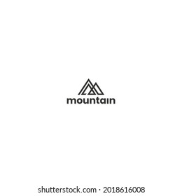 diseño del logotipo de la forma del triángulo de montaña de arte de línea minimalista.