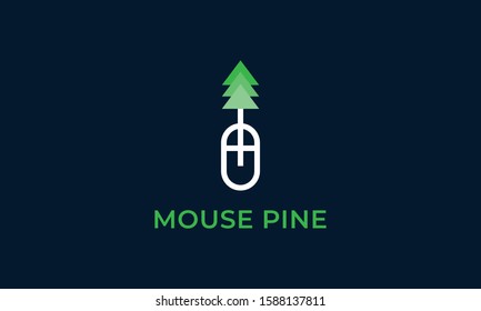 Minimalist line art Mouse pine logo. This logo icon incorporate with mouse and pine tree icon in the creative way.