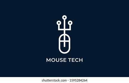 Minimalist line art Mouse Tech logo. This logo icon incorporate with mouse and tech icon in the creative way.