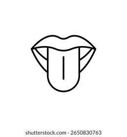 Minimalist Line Art Of A Mouth With Tongue Sticking Out Icon