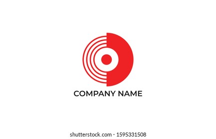 Minimalist line art Music record logo. This logo icon incorporate with abstract disc icon in the creative way.