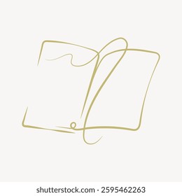 Minimalist line art of an open book. Simple book illustration with elegant lines. Book-themed art for literature lovers. Perfect for book enthusiasts. Minimal illustration vector.