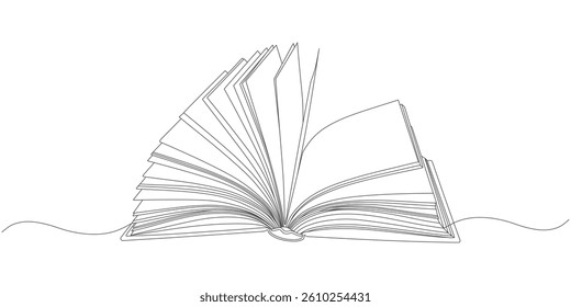 Minimalist Line Art of an Open Book with Flipping Pages