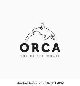 Minimalist line art orca the killer whale logo vector illustration design