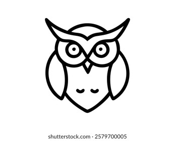 Minimalist line art owl icons in various styles. perfect for logo or icon. Vector icon design.Simple black line art owl