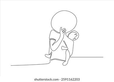 Minimalist line art of a parent holding a child, symbolizing love and connection