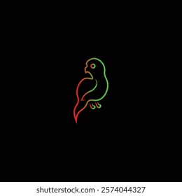 "Minimalist line art of a parrot, designed with smooth, continuous lines that form a sleek and modern silhouette. The illustration captures the parrot's unique features.