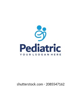 minimalist line art Pediatric people logo design