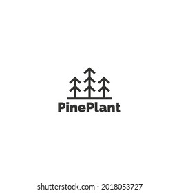 minimalist line art pine plant logo design.