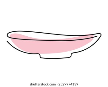 Linha de arte minimalista Pink Bowl isolado no fundo branco. Desenho contínuo de uma linha. Placa vazia. Conceito de Simples Utensílios de Cozinha, Contorno Preto, prato, prato. Imprimir, Ícone, Elemento de Design