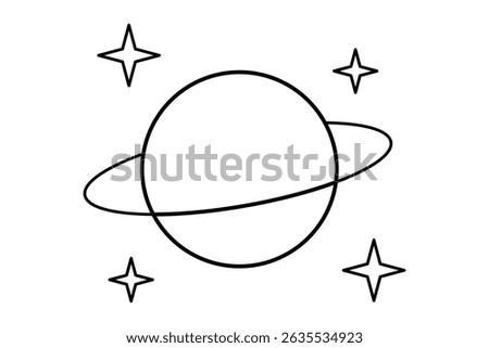 Minimalist Line Art of Planet with Ring