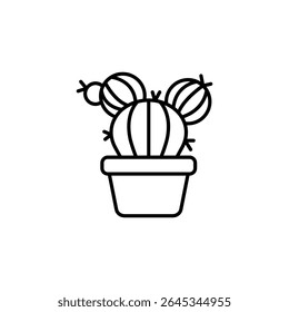 Minimalist Line Art Of A Potted Cactus Plant Illustration