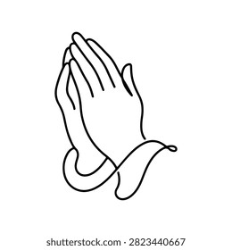 Minimalist Line Art Praying Hands Illustration