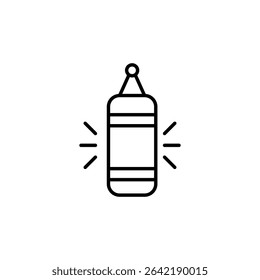 Minimalist Line Art Of A Punching Bag With Impact Effect Symbols