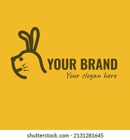 Minimalist line art rabbit design. Simple and modern animal badge for any business industry like pet food, veterinary clinic, ect. - Vector logo