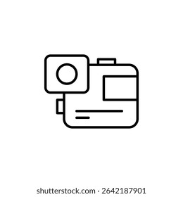 Minimalist Line Art Representation Of An Action Camera On Transparency