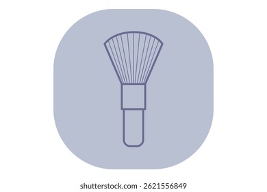 Minimalist line art representation of beauty brush against soft background. Beauty tools concept