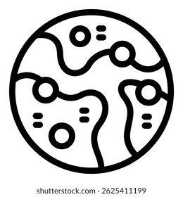Minimalist line art representation of earth in monochrome black and white