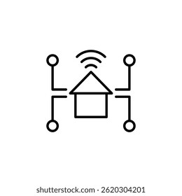 Minimalist Line Art Representation of a Smart Home Technology Concept