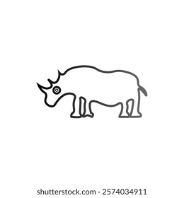 Minimalist line art of a rhinoceros, featuring clean, continuous lines that form a sleek and modern silhouette.