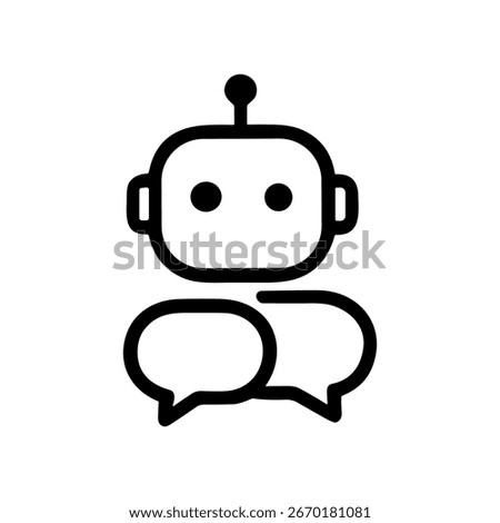 Minimalist Line Art Robot Chatbot Speech Bubble Conversation Icon