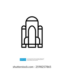 Minimalist Line Art Rocket Icon Representing Spacecraft Launch and Exploration in Abstract Concept Design Vector Illustration