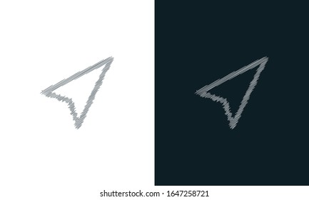 Minimalist line art scribble Arrow icon. Trendy Flat Hand drawn style vector illustration for graphic and web design.