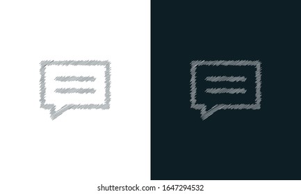 Minimalist line art scribble Chat icon. Trendy Flat Hand drawn style vector illustration for graphic and web design.