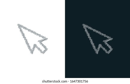 Minimalist line art scribble cursor icon. Trendy Flat Hand drawn style vector illustration for graphic and web design.