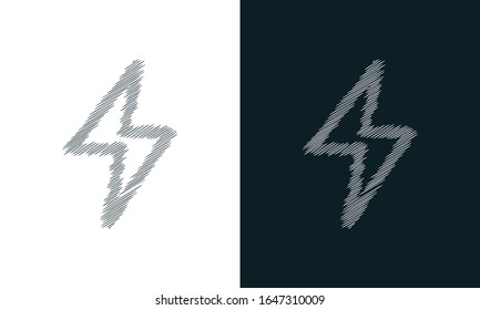 Minimalist line art scribble electric icon. Trendy Flat Hand drawn style vector illustration for graphic and web design.