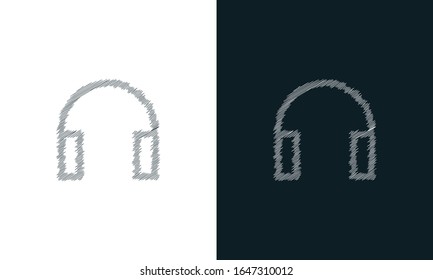 Minimalist line art scribble  headphone icon. Trendy Flat Hand drawn style vector illustration for graphic and web design.