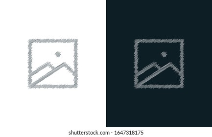 Minimalist line art scribble image icon. Trendy Flat Hand drawn style vector illustration for graphic and web design.
