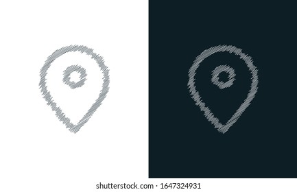 Minimalist line art scribble map icon. Trendy Flat Hand drawn style vector illustration for graphic and web design.