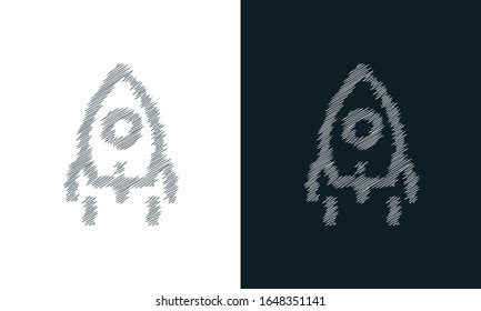 Minimalist line art scribble startup airplane icon. Trendy Flat Hand drawn style vector illustration for graphic and web design.