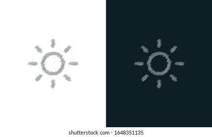 Minimalist line art scribble sun icon. Trendy Flat Hand drawn style vector illustration for graphic and web design.