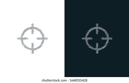 Minimalist line art scribble target icon. Trendy Flat Hand drawn style vector illustration for graphic and web design.