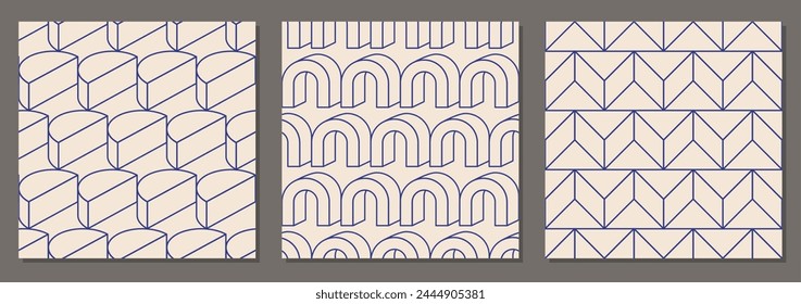 Minimalist line art seamless pattern abstract creative geometric composition