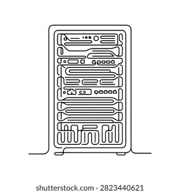 Minimalist Line Art Server Rack Illustration