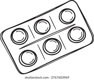 Minimalist line art showing a flat design connector block with six circular studs.