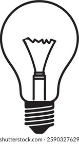 Minimalist line art silhouette of a bulb on white background
