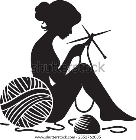 Similar – Image, Stock Photo Knitted handmade products. Knitted fabric of colored threads in the color of petrol.