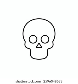 Minimalist Line Art Skull Icon for Halloween and Gothic Designs, Perfect for T-Shirts, Stickers, and Print Projects