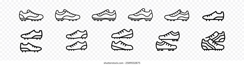 Minimalist Line Art Soccer Cleats Icon | Football Boots Outline Illustration for Sports Design